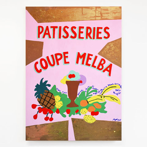 Patisseries Coupe Melba - Original Acrylic Painting with Gold Leaf