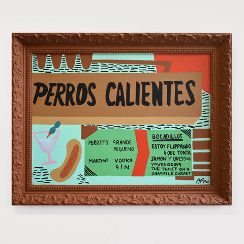 Perros Calientes - Original Acrylic Painting with Frame