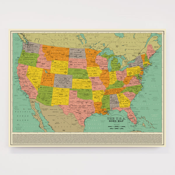 World Song Map (Classic) - Print Made Up From Song Titles – Dorothy