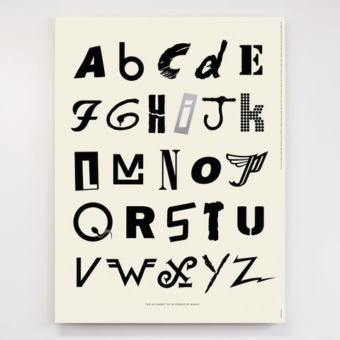 This new A - Z print is made up entirely of letters from our favourite alternative and indie band logos