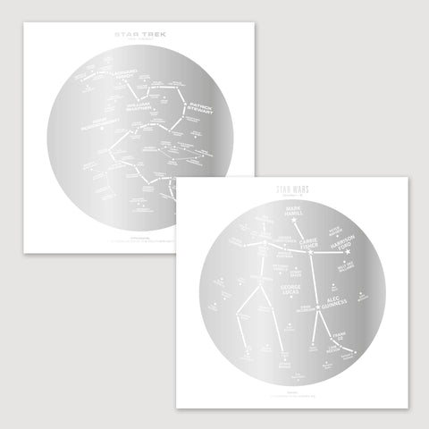 Mini Science Fiction Star Charts - Reflective Silver Special Editions