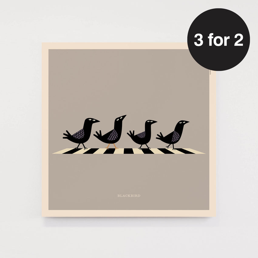 Rock 'N' Roll Zoo: Blackbird - 12" Print