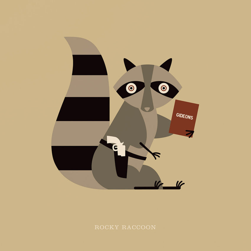 Rock 'N' Roll Zoo: Rocky Raccoon - 12" Print