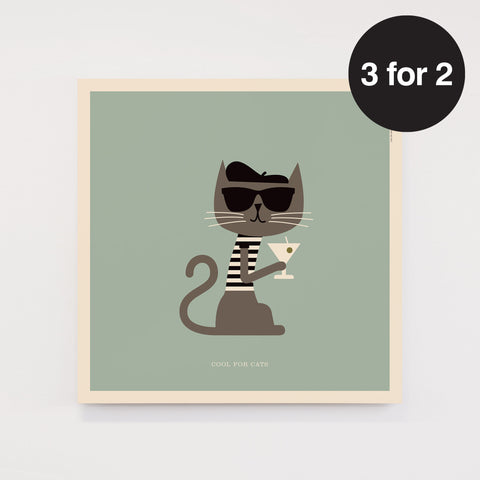 Rock 'N' Roll Zoo: Cool for Cats - 12" Print