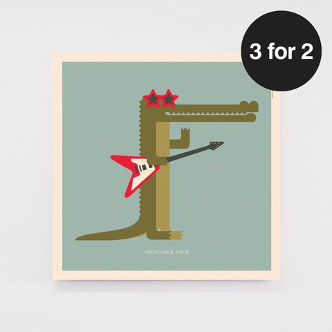 Rock 'N' Roll Zoo: Crocodile Rock - 12" Print