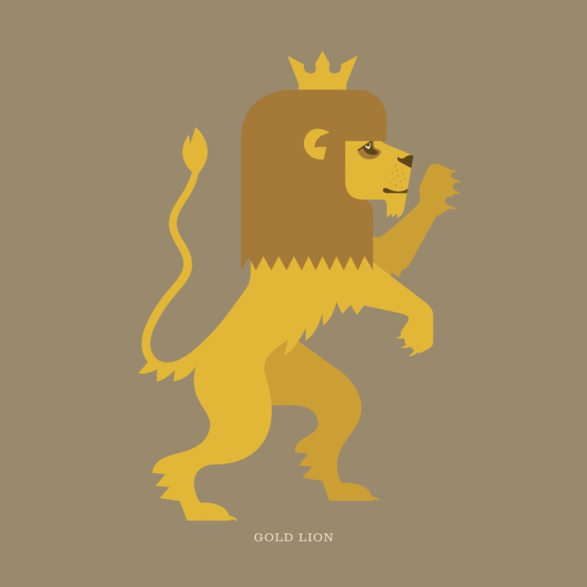 Rock 'N' Roll Zoo: Gold Lion - 12" Print