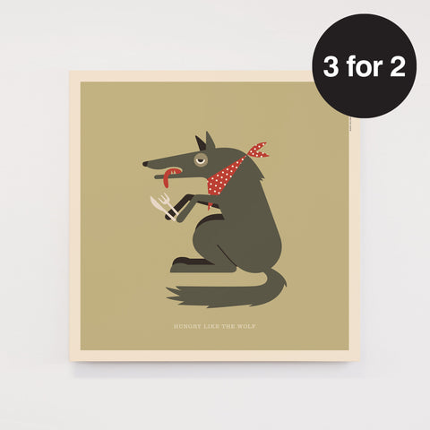 Rock 'N' Roll Zoo: Hungry Like the Wolf - 12" Print