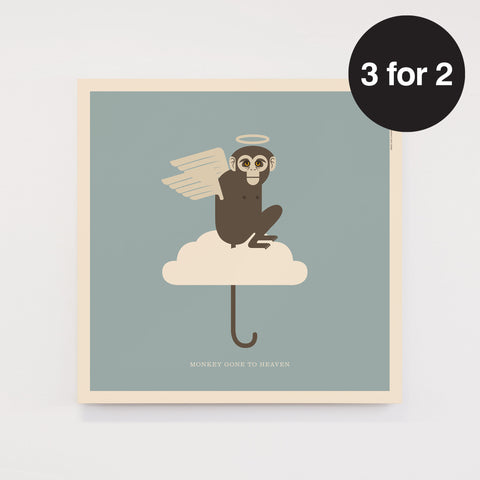 Rock 'N' Roll Zoo: Monkey Gone to Heaven - 12" Print