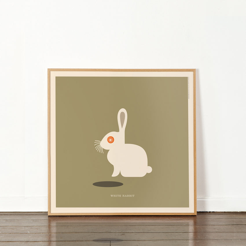 Rock 'N' Roll Zoo: White Rabbit - 12" Print